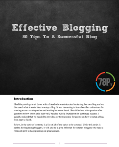 Effective Blogging